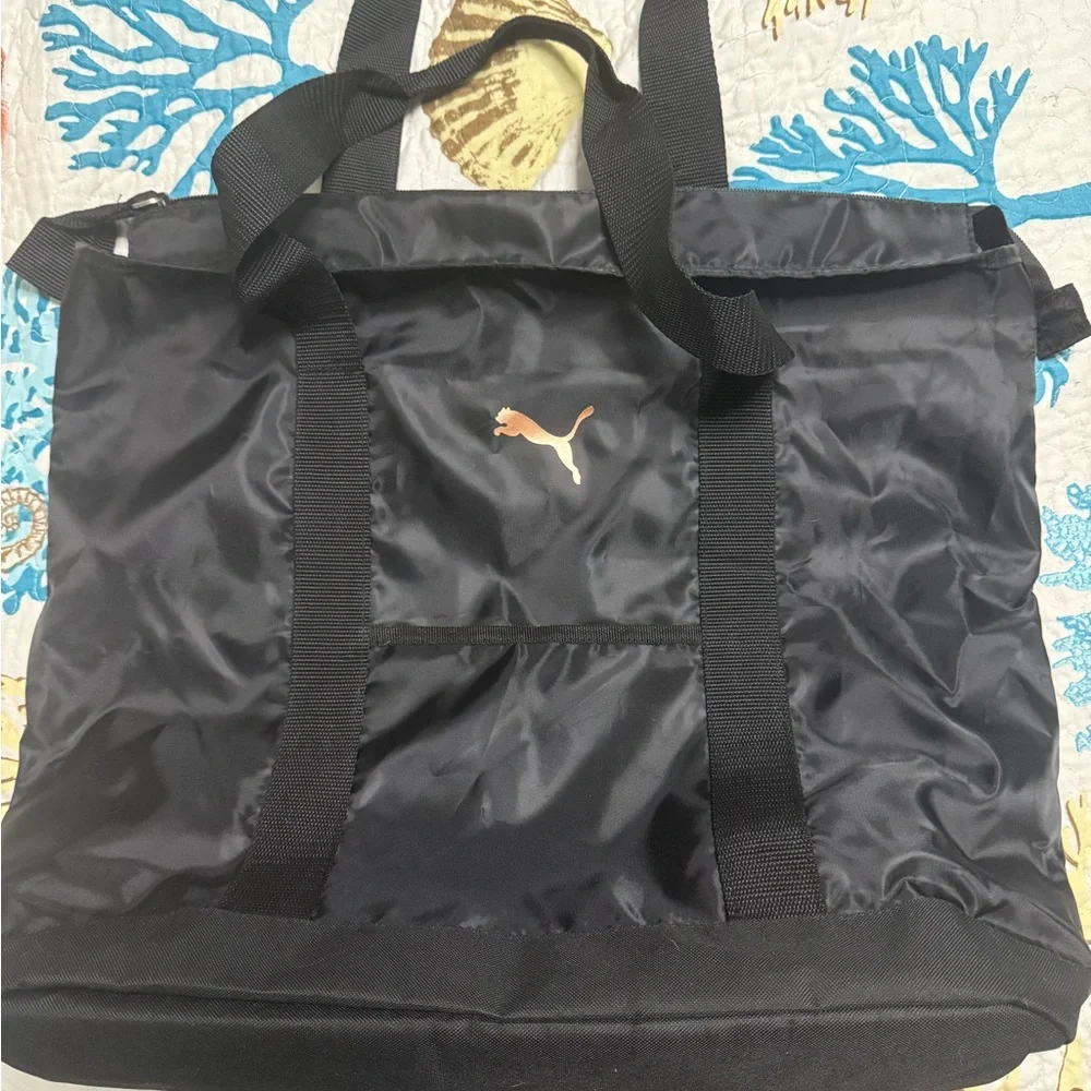 Puma Black Duffel Bag with Gold Logo